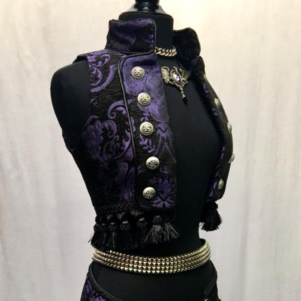 Shrine hollywood purple black toreador vest gothic punk brocade tapestry